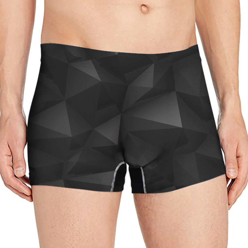 Black Polygonal Geometric Print Men's Boxer Briefs