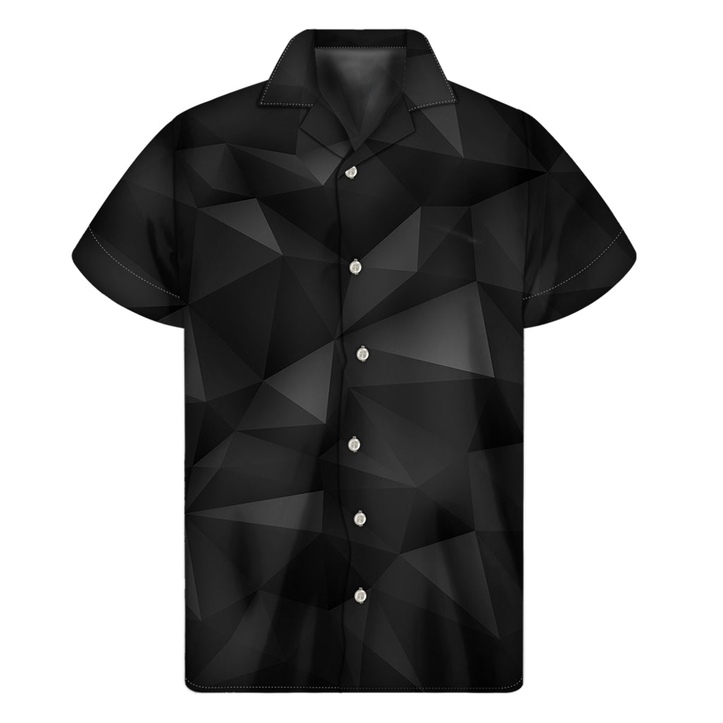 Black Polygonal Geometric Print Men's Short Sleeve Shirt