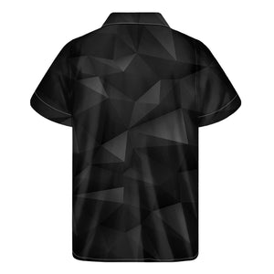 Black Polygonal Geometric Print Men's Short Sleeve Shirt