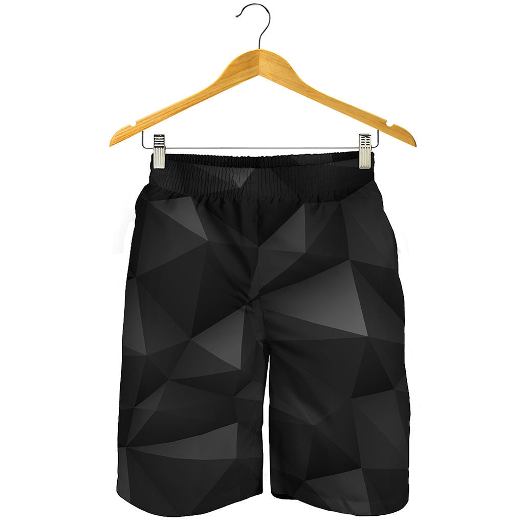 Black Polygonal Geometric Print Men's Shorts