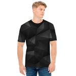 Black Polygonal Geometric Print Men's T-Shirt