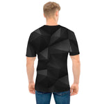 Black Polygonal Geometric Print Men's T-Shirt