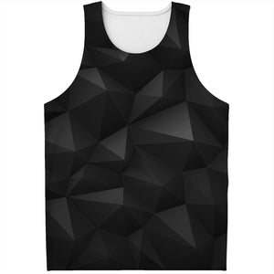 Black Polygonal Geometric Print Men's Tank Top