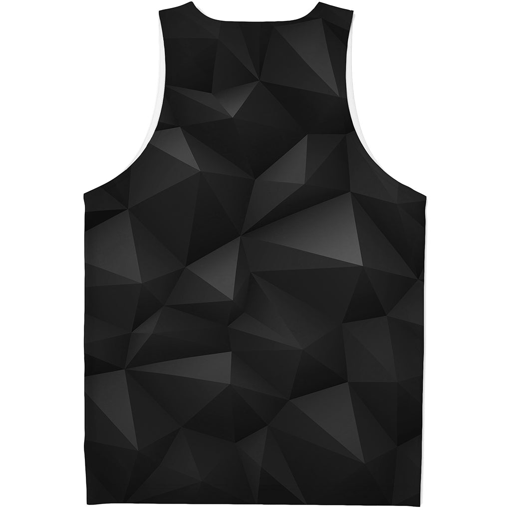 Black Polygonal Geometric Print Men's Tank Top