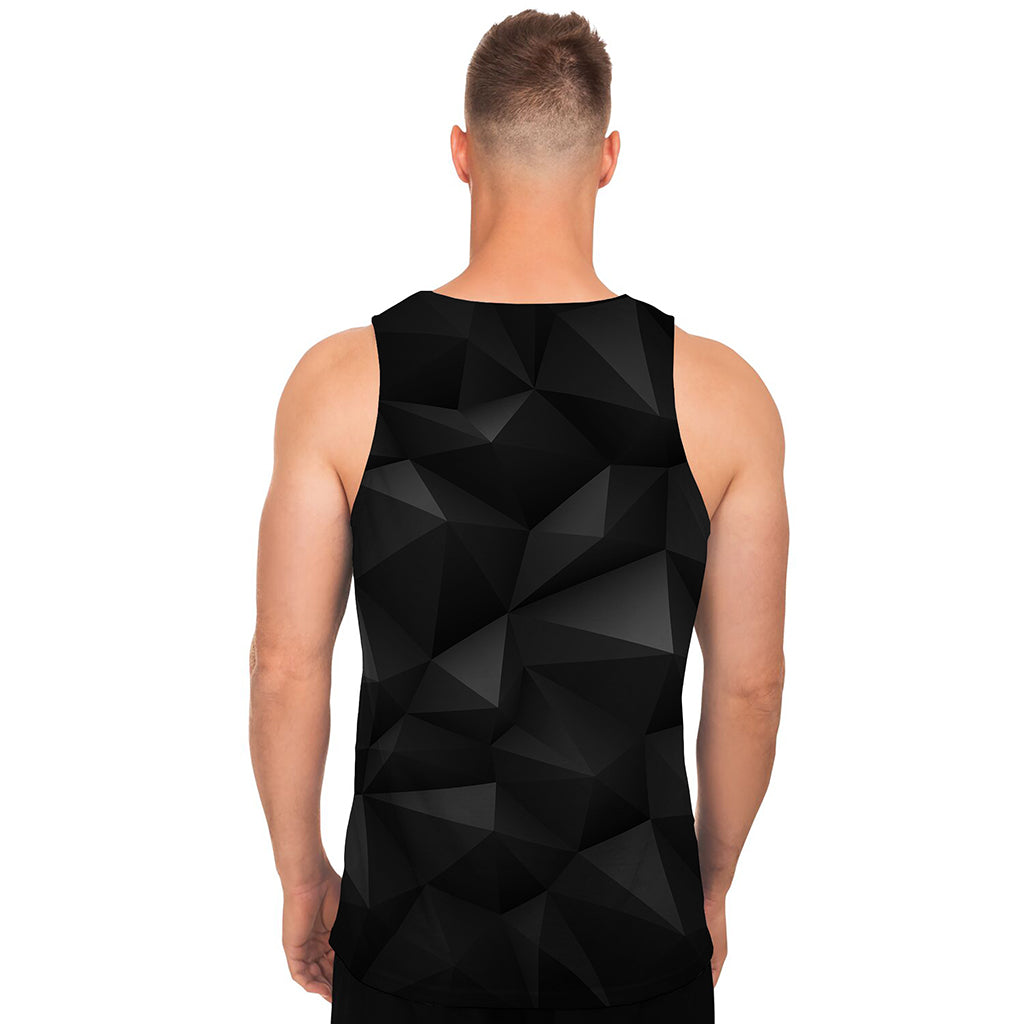 Black Polygonal Geometric Print Men's Tank Top