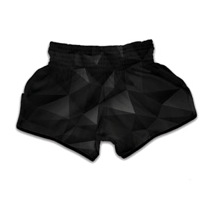 Black Polygonal Geometric Print Muay Thai Boxing Shorts