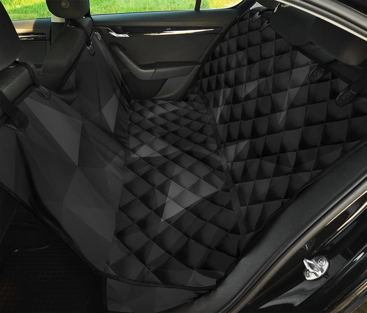 Black Polygonal Geometric Print Pet Car Back Seat Cover