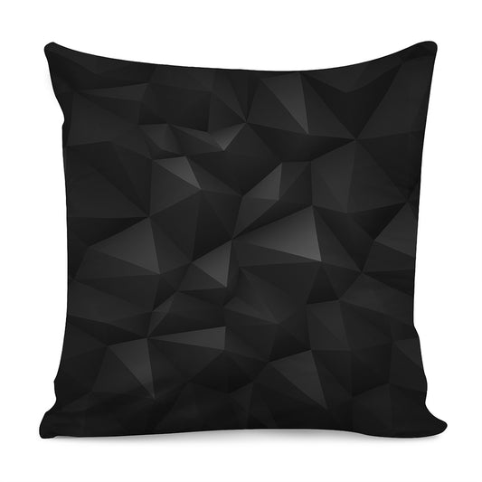 Black Polygonal Geometric Print Pillow Cover