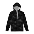 Black Polygonal Geometric Print Pullover Hoodie
