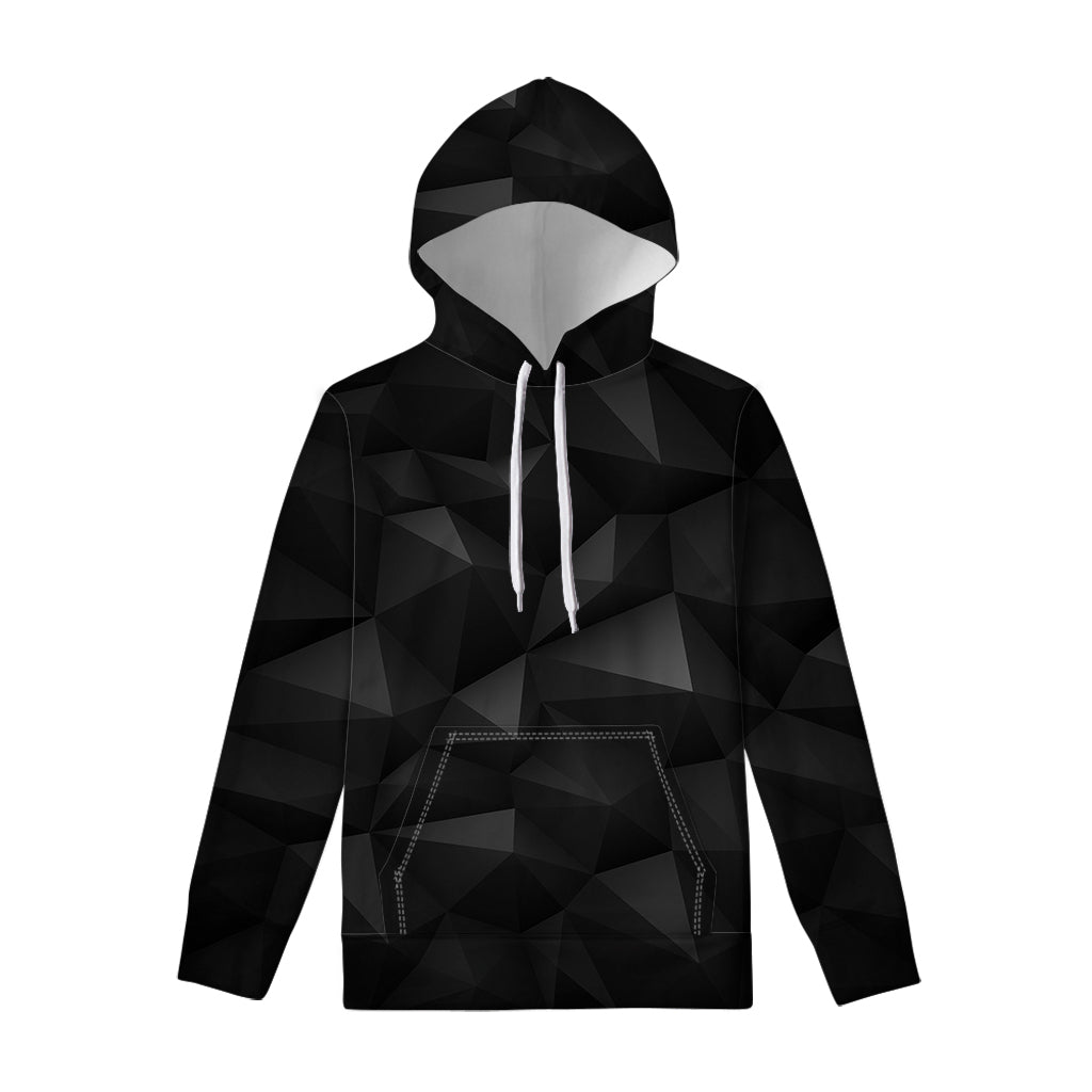 Black Polygonal Geometric Print Pullover Hoodie