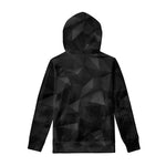 Black Polygonal Geometric Print Pullover Hoodie