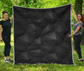 Black Polygonal Geometric Print Quilt