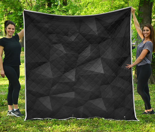Black Polygonal Geometric Print Quilt