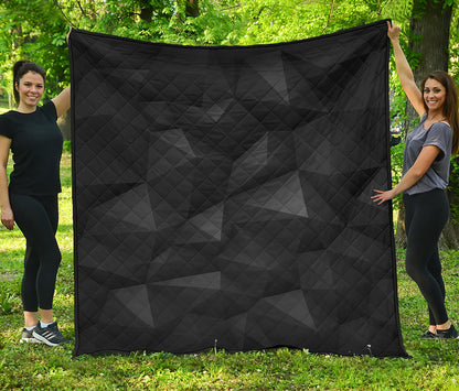 Black Polygonal Geometric Print Quilt