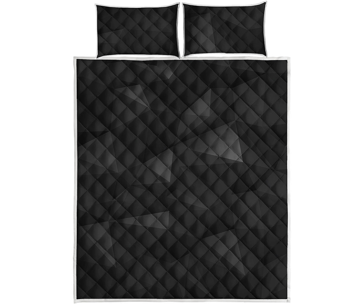 Black Polygonal Geometric Print Quilt Bed Set