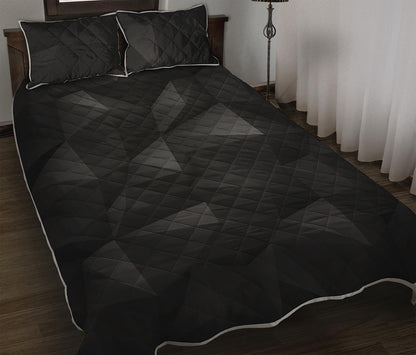 Black Polygonal Geometric Print Quilt Bed Set