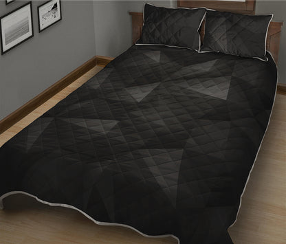 Black Polygonal Geometric Print Quilt Bed Set