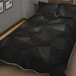 Black Polygonal Geometric Print Quilt Bed Set
