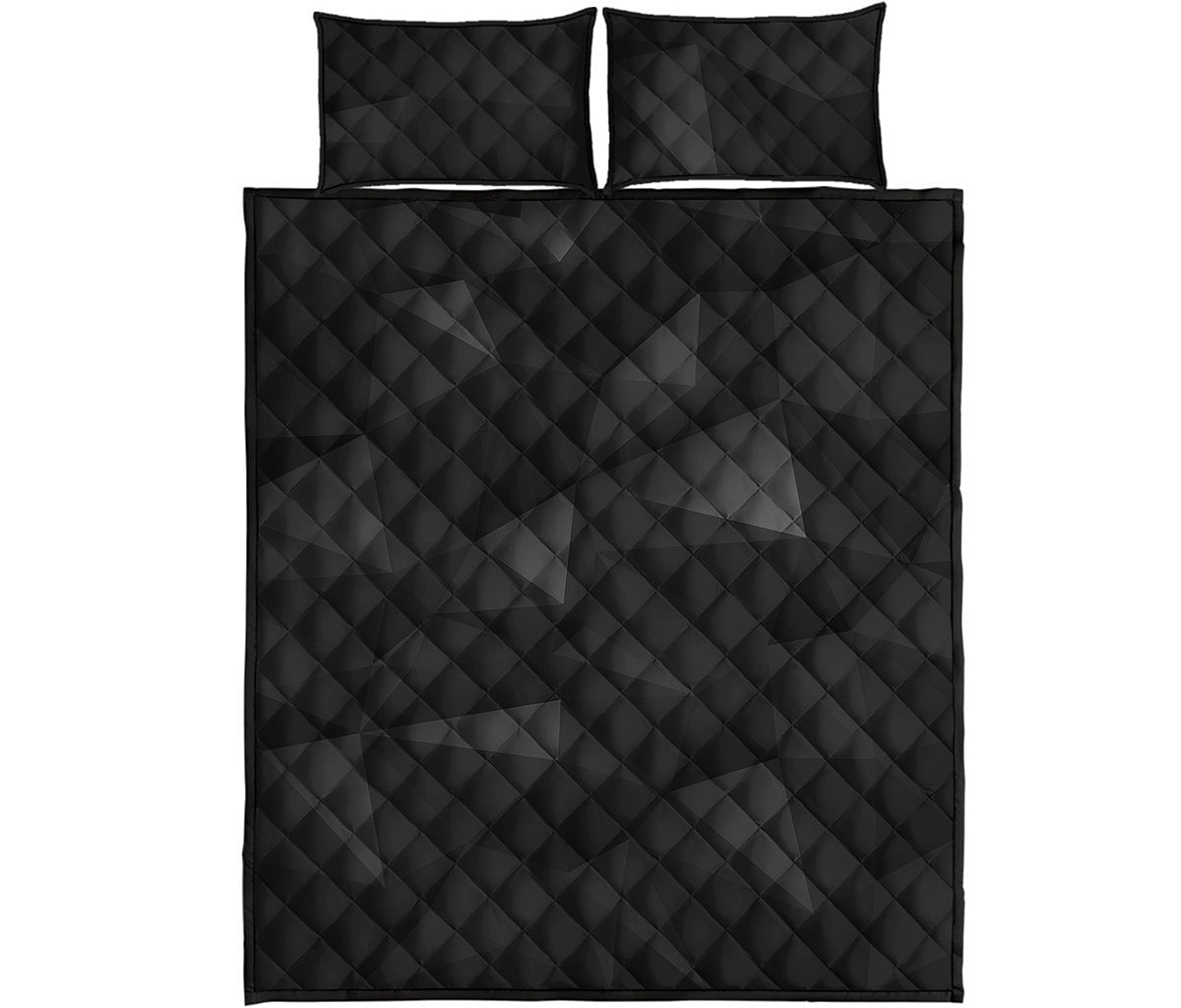Black Polygonal Geometric Print Quilt Bed Set