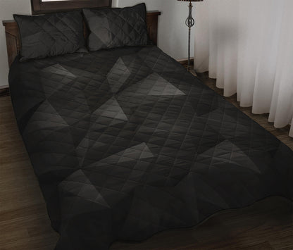 Black Polygonal Geometric Print Quilt Bed Set
