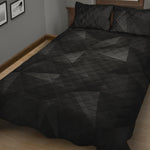 Black Polygonal Geometric Print Quilt Bed Set