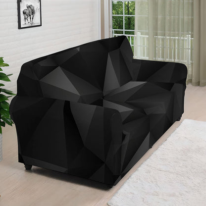 Black Polygonal Geometric Print Sofa Cover