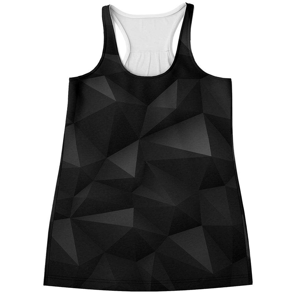 Black Polygonal Geometric Print Women's Racerback Tank Top