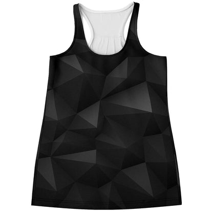 Black Polygonal Geometric Print Women's Racerback Tank Top