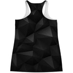 Black Polygonal Geometric Print Women's Racerback Tank Top