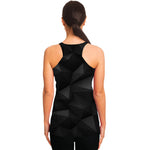Black Polygonal Geometric Print Women's Racerback Tank Top