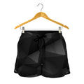 Black Polygonal Geometric Print Women's Shorts
