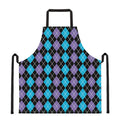 Black Purple And Blue Argyle Print Apron