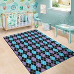Black Purple And Blue Argyle Print Area Rug