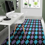 Black Purple And Blue Argyle Print Area Rug