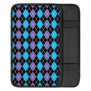 Black Purple And Blue Argyle Print Car Center Console Cover