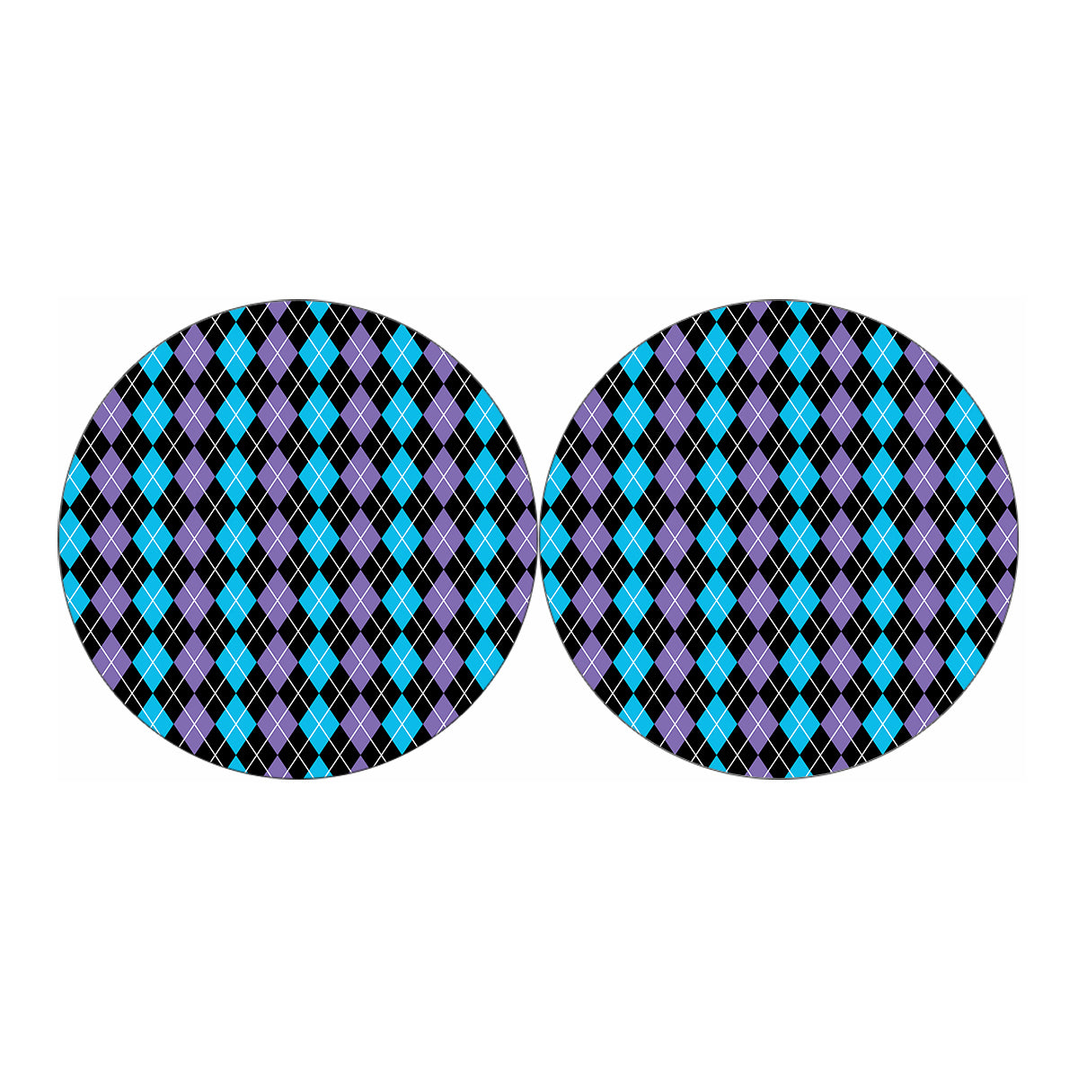 Black Purple And Blue Argyle Print Car Coasters