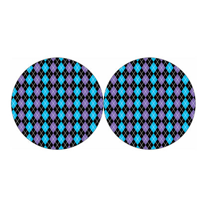 Black Purple And Blue Argyle Print Car Coasters