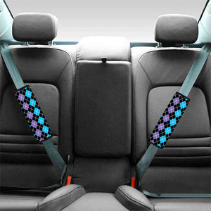 Black Purple And Blue Argyle Print Car Seat Belt Covers