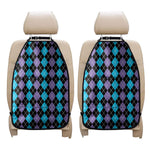 Black Purple And Blue Argyle Print Car Seat Organizers