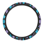 Black Purple And Blue Argyle Print Car Steering Wheel Cover