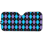 Black Purple And Blue Argyle Print Car Sun Shade