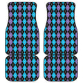 Black Purple And Blue Argyle Print Front and Back Car Floor Mats