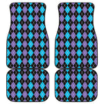 Black Purple And Blue Argyle Print Front and Back Car Floor Mats