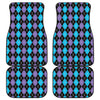 Black Purple And Blue Argyle Print Front and Back Car Floor Mats