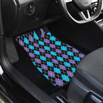 Black Purple And Blue Argyle Print Front and Back Car Floor Mats