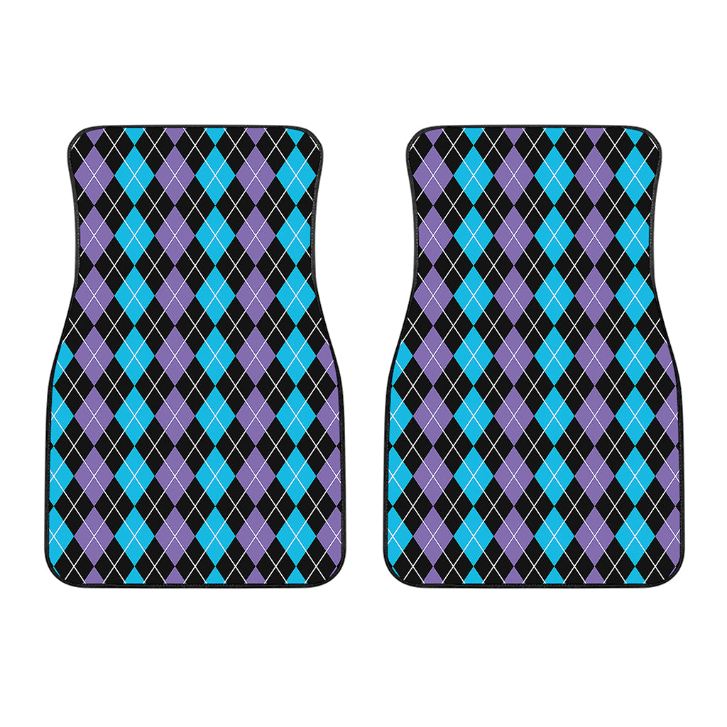 Black Purple And Blue Argyle Print Front Car Floor Mats