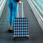 Black Purple And Blue Argyle Print Luggage Cover