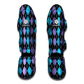 Black Purple And Blue Argyle Print Muay Thai Shin Guards