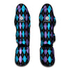 Black Purple And Blue Argyle Print Muay Thai Shin Guard