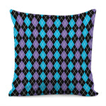 Black Purple And Blue Argyle Print Pillow Cover